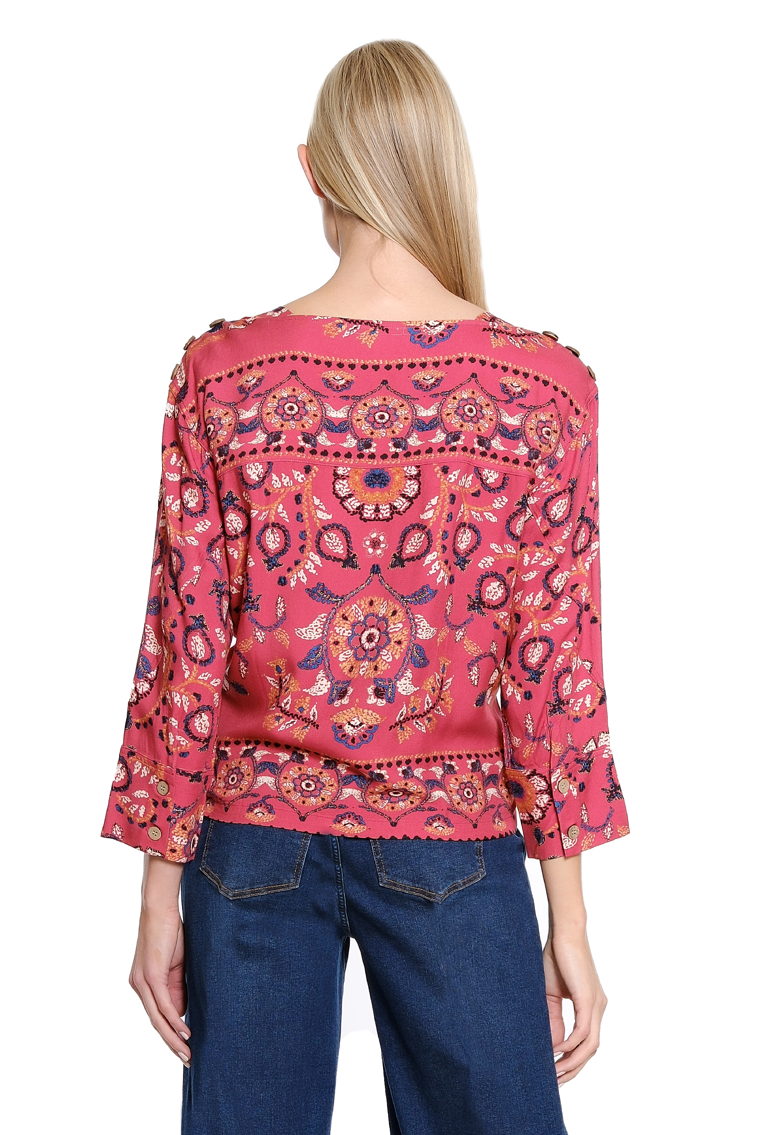 Border Stripe Print Boxy Top - Multi