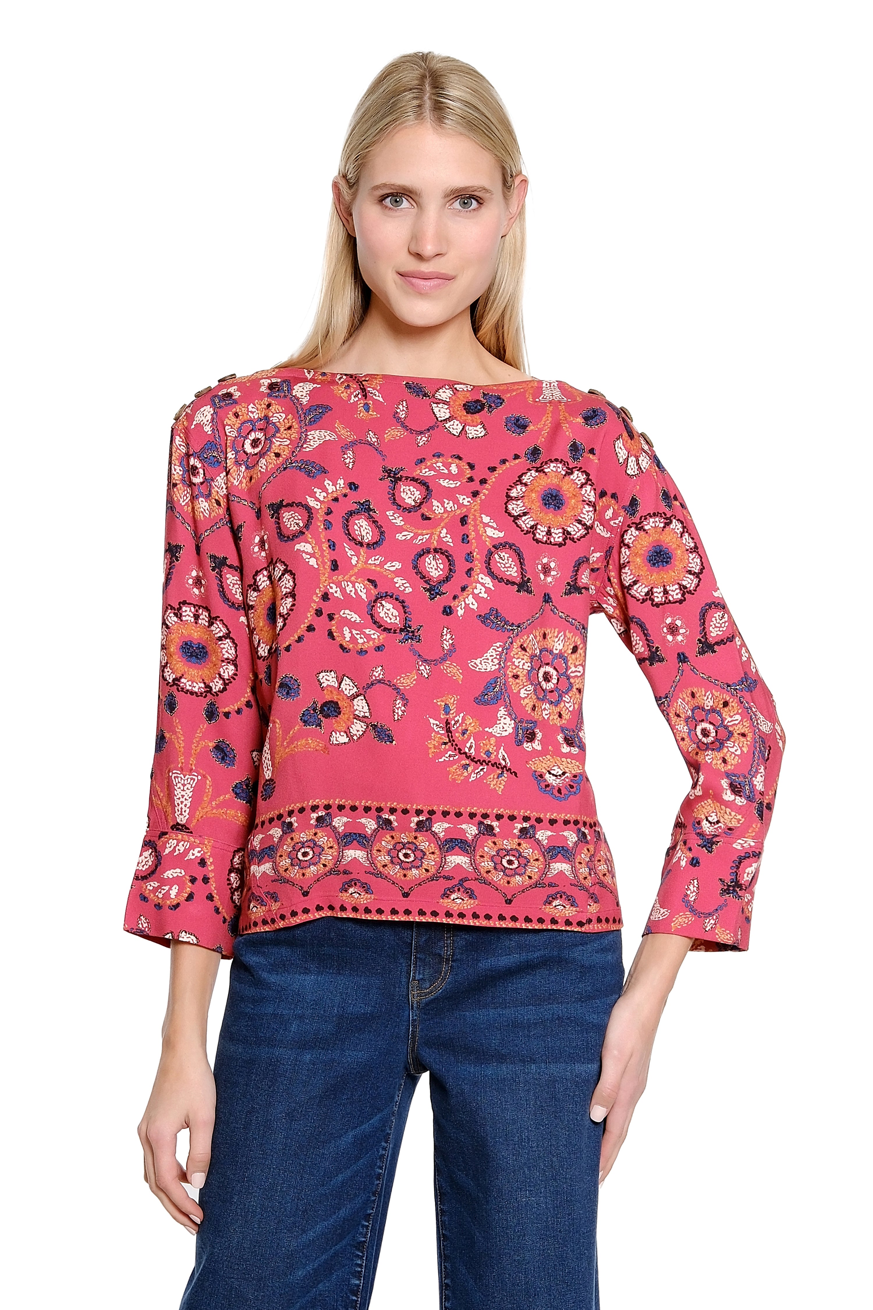 Border Stripe Print Boxy Top - Multi