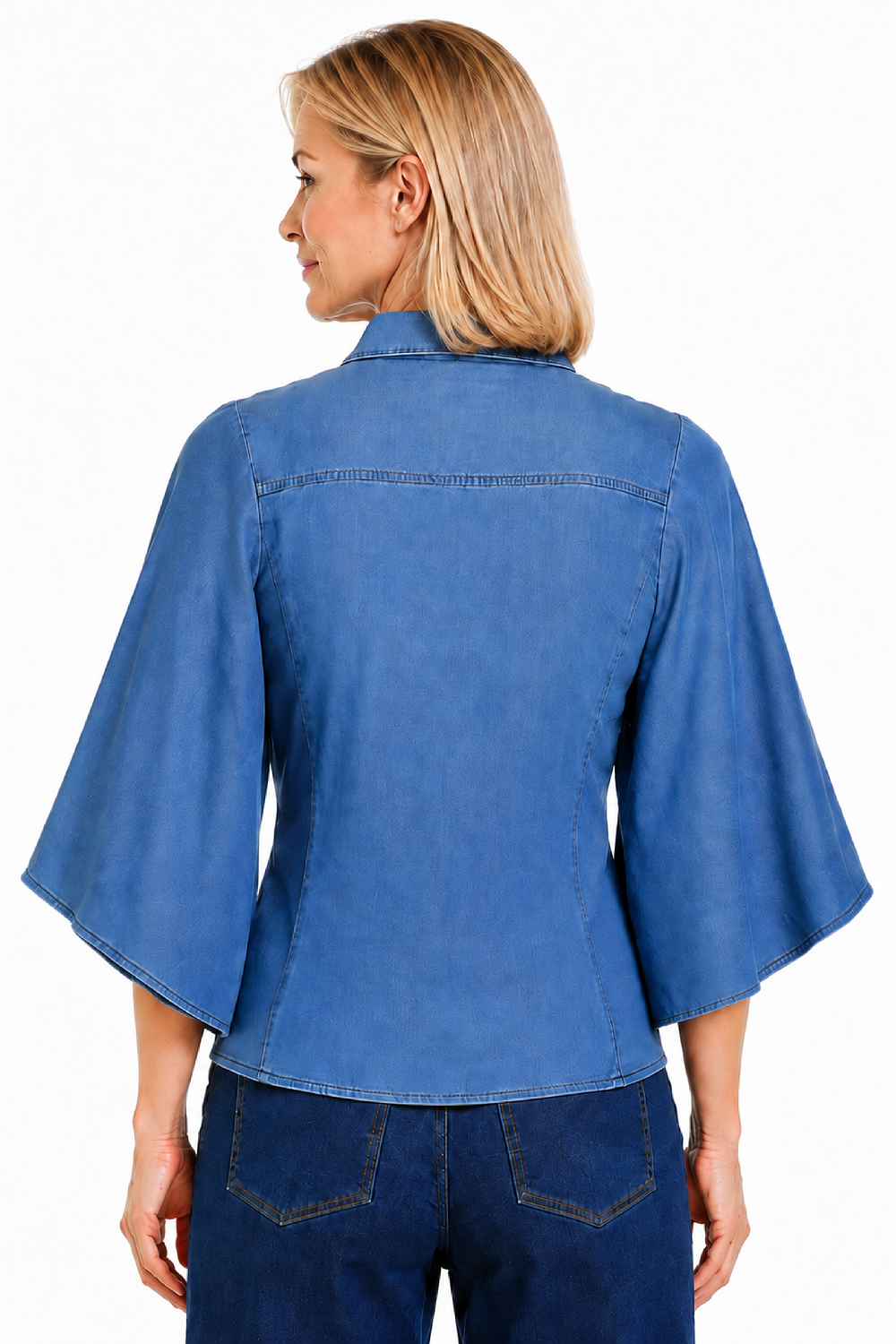 Dark Indigo Cape Sleeve Denim Top