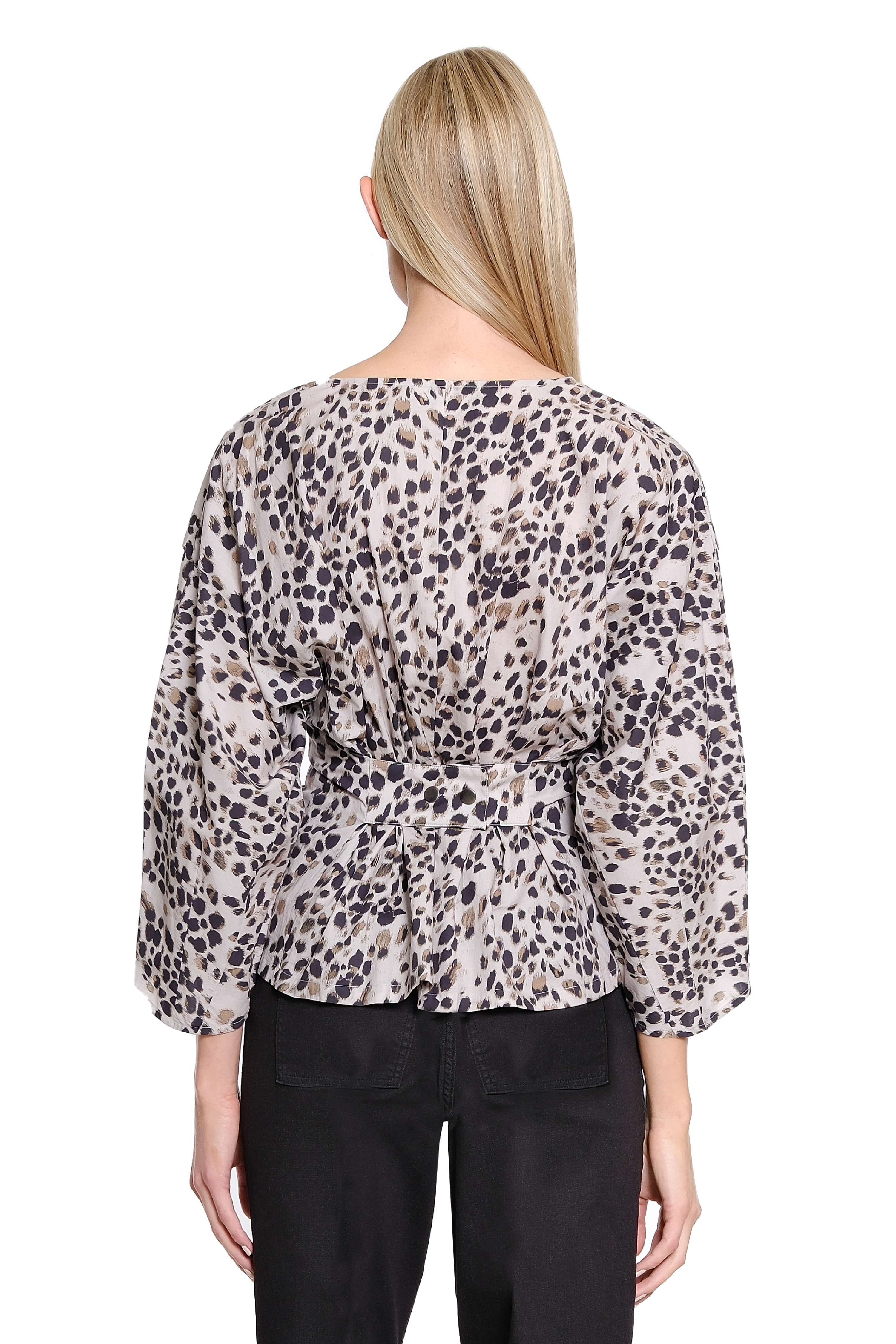 Zip Front Dolman Sleeve Top - Neutral Animal