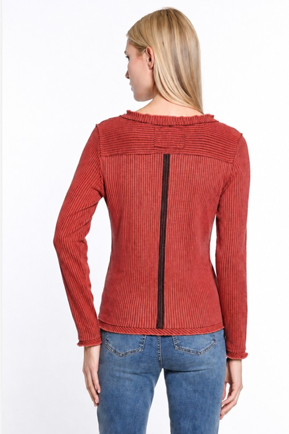 Brick Stripe Knit Button Up Top