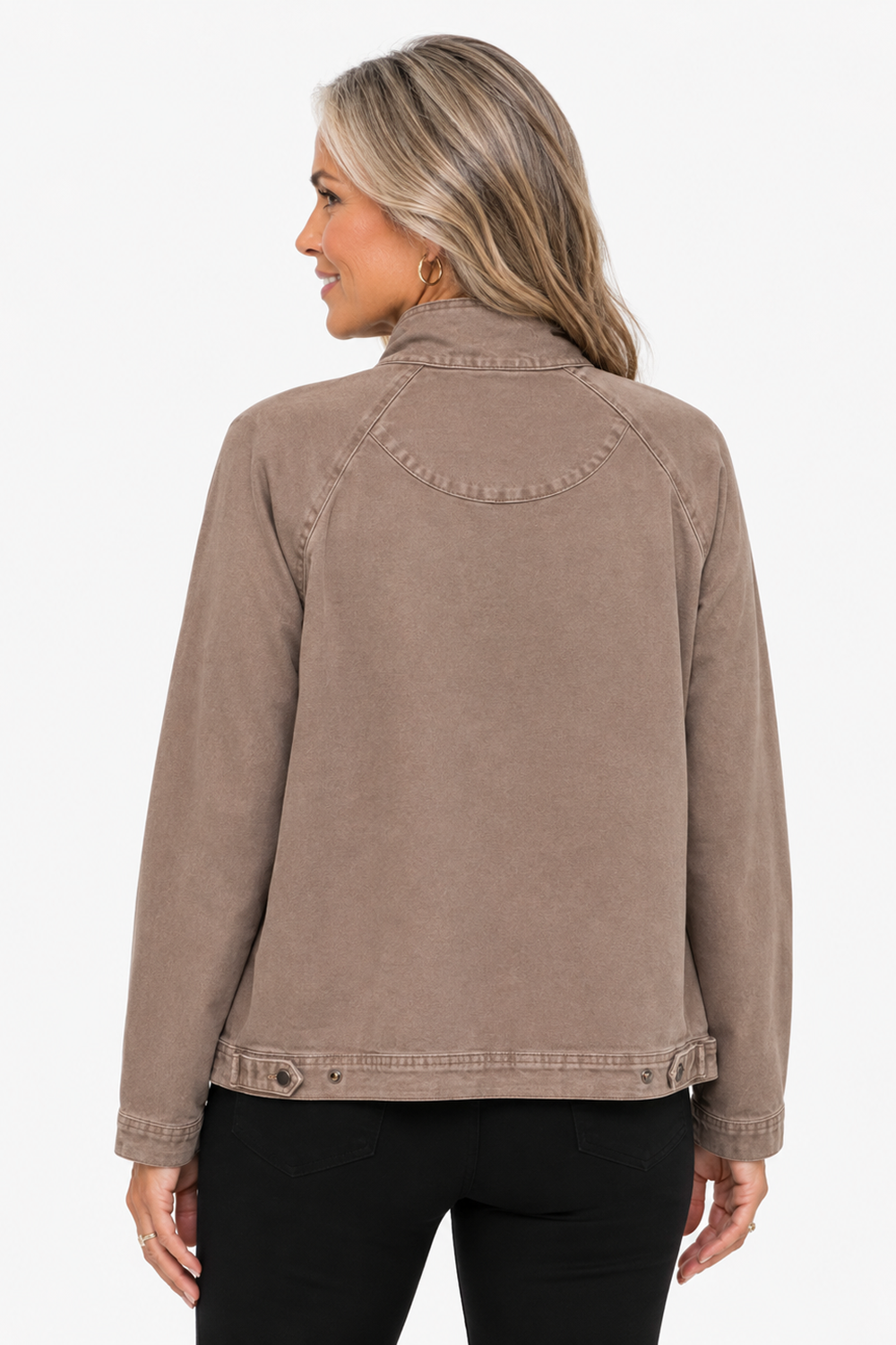 Grey Zip Front Raglan Sleeve Jacket