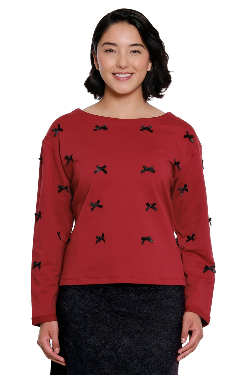 Wine Bow Detail Sweatshirt