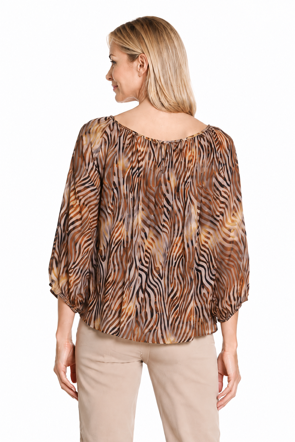 Multi Tiger Print Raglan Sleeve Top