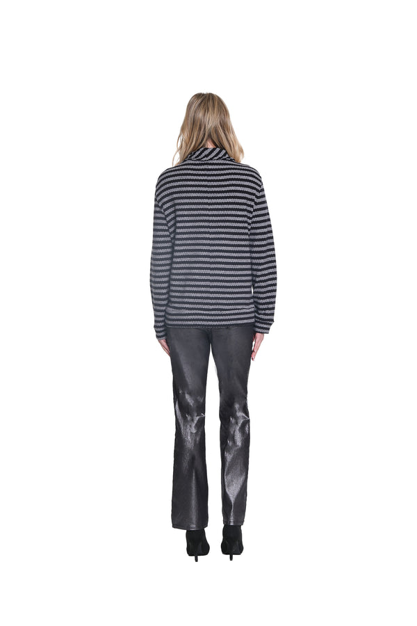 Zipper Knit Top - Charcoal