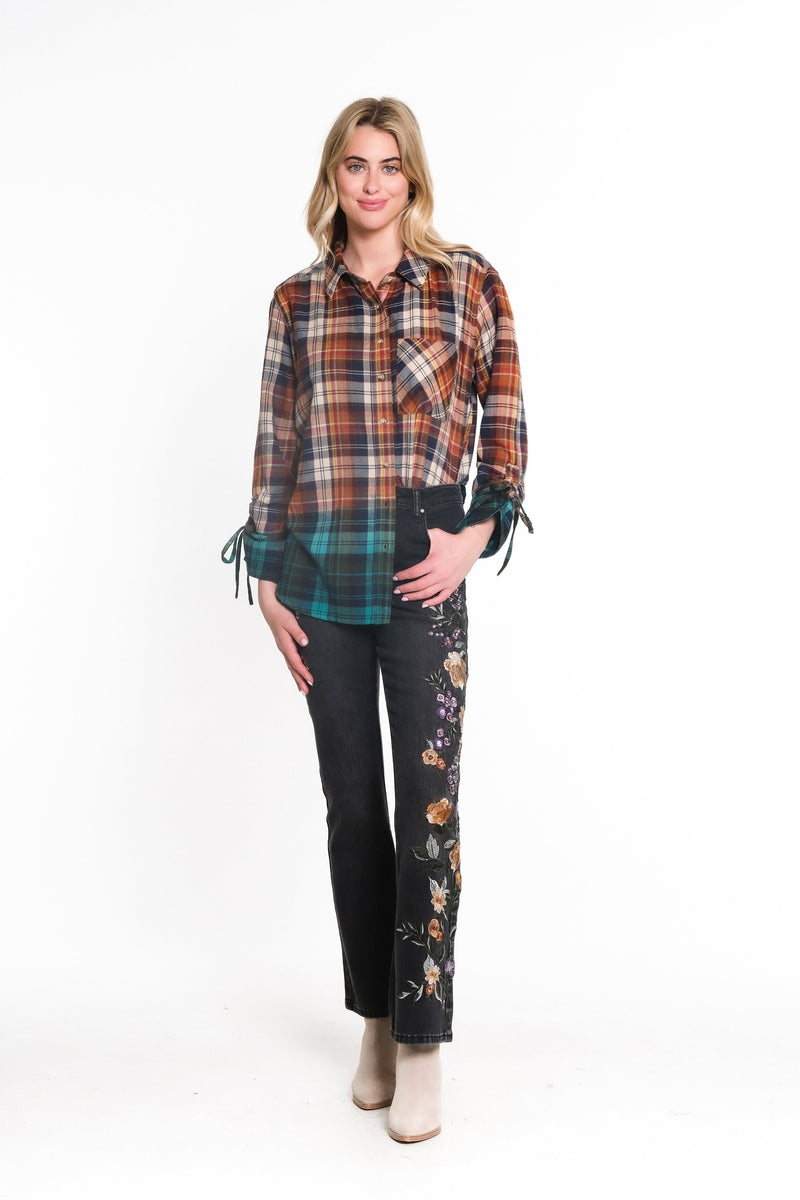 Dip Dyed Plaid Shirt - Multi