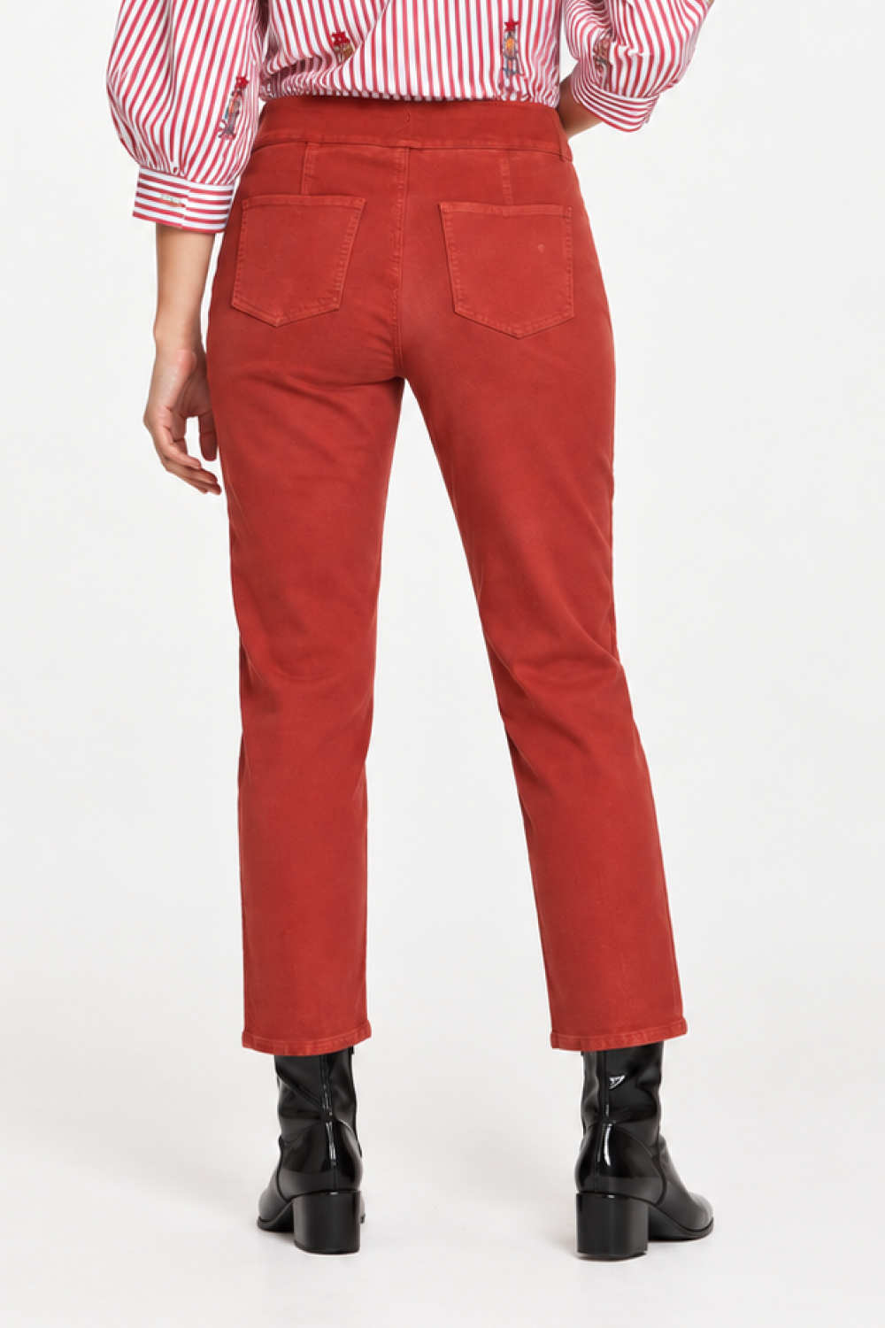 Dark Rust Pull-On Straight Leg Ankle Jean - Missy