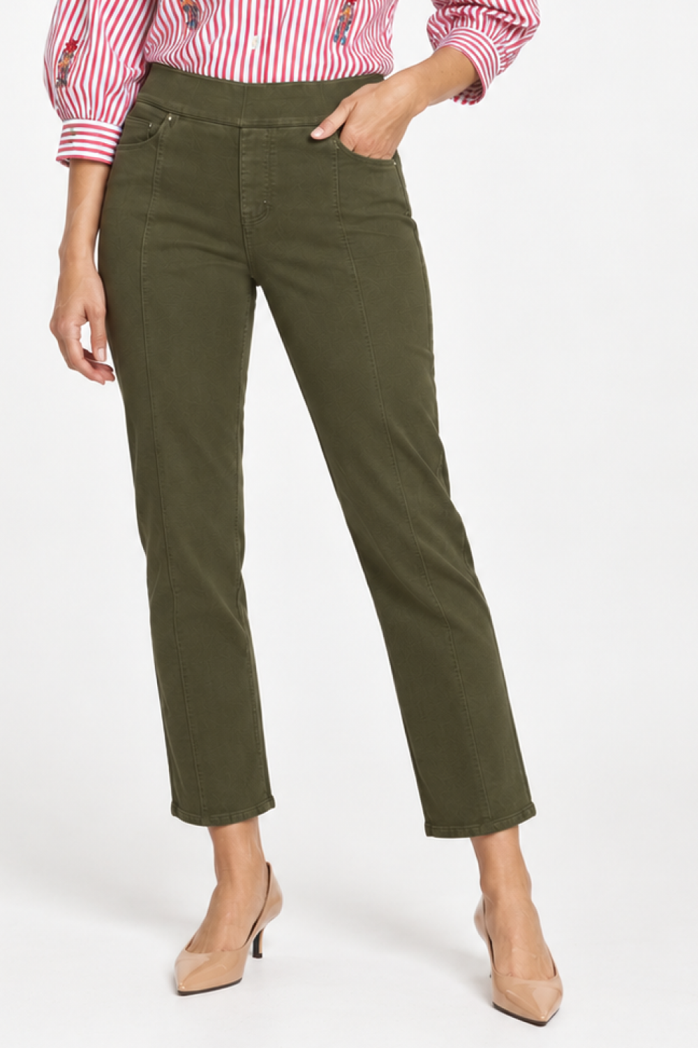 Dark Olive Pull-On Straight Leg Ankle Jean - Missy