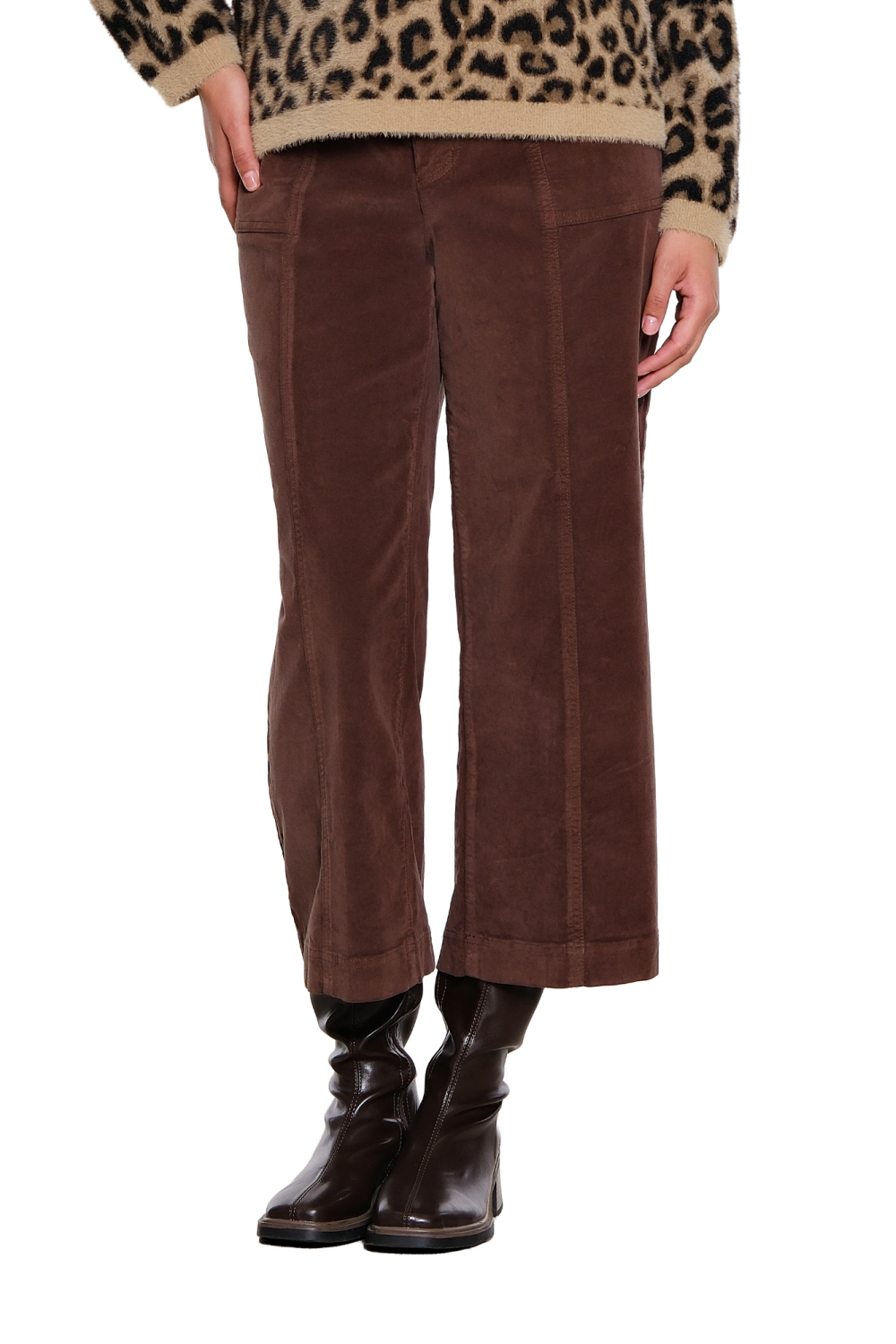 Dark Chocolate Velveteen Wide Leg Crop Pant - Missy