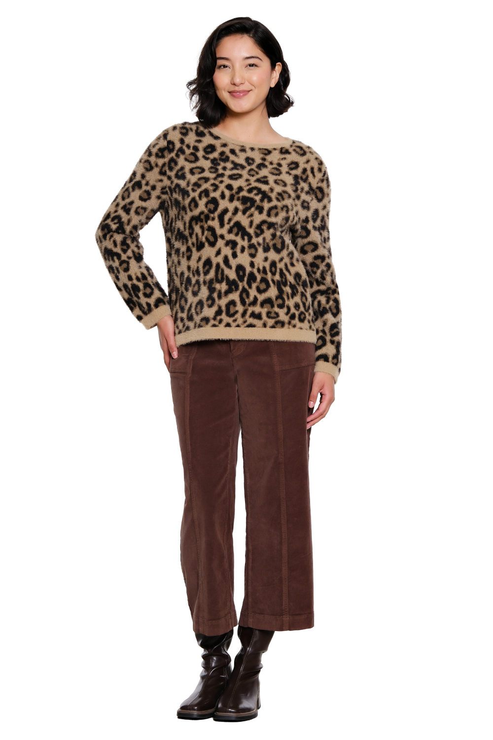 Dark Chocolate Velveteen Wide Leg Crop Pant - Missy