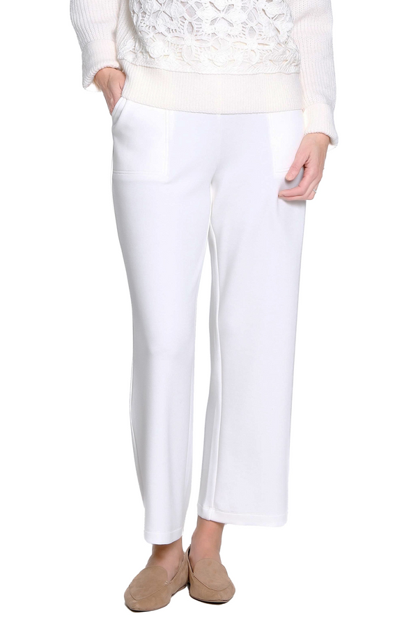 Pull-On Wide Leg Knit Pant- Off White