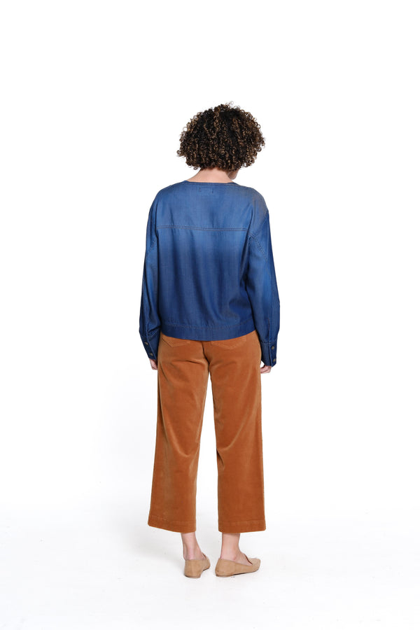 Boatneck Denim Top - Dark Indigo