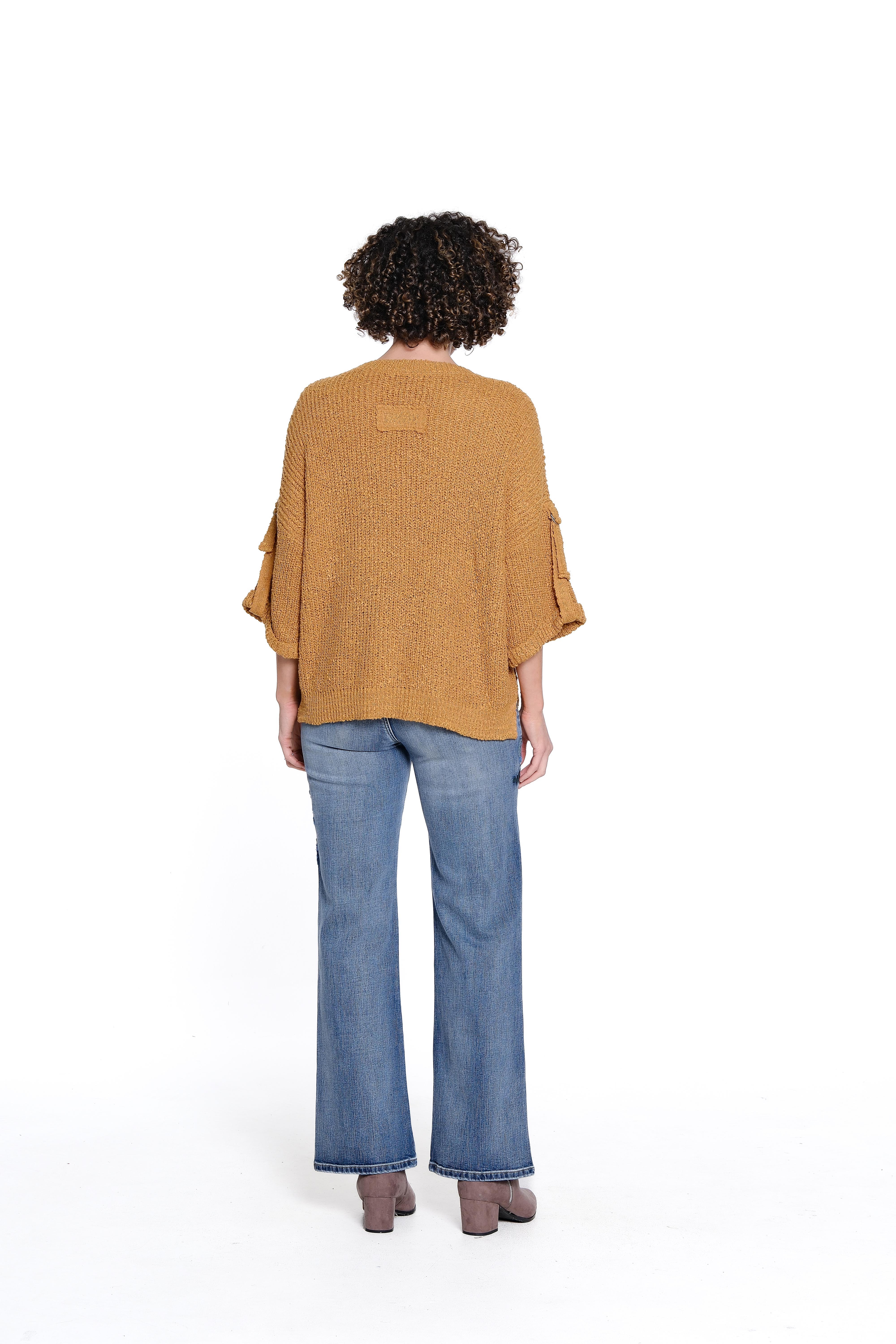 Roll Sleeve Sweater - Gold