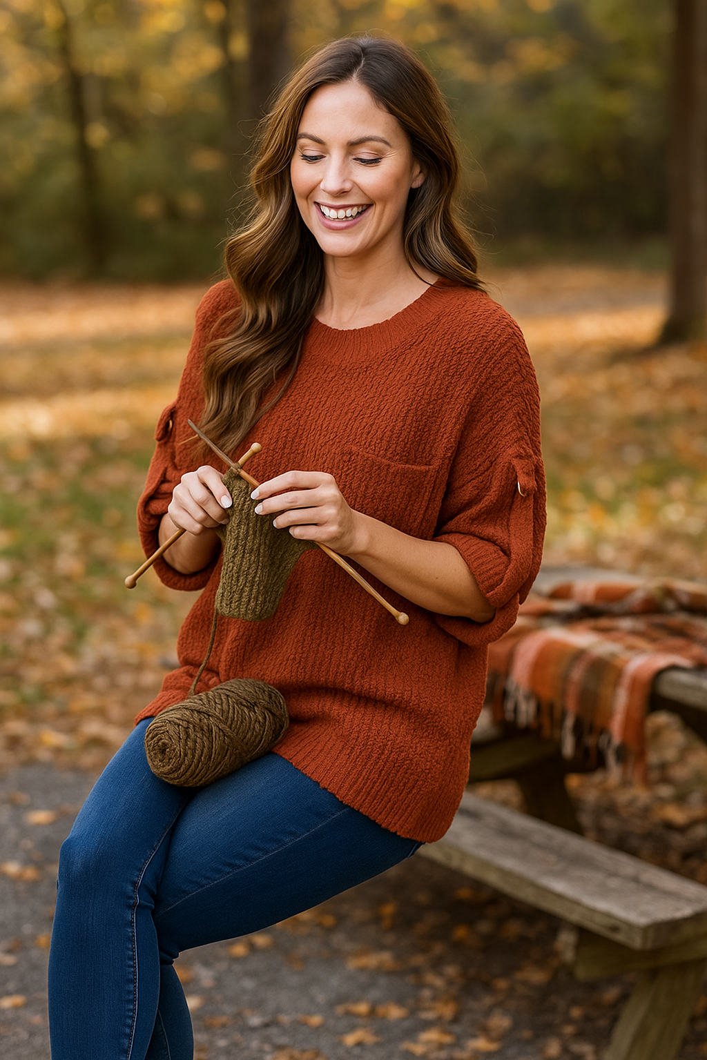 Roll Sleeve Sweater - Dark Spice