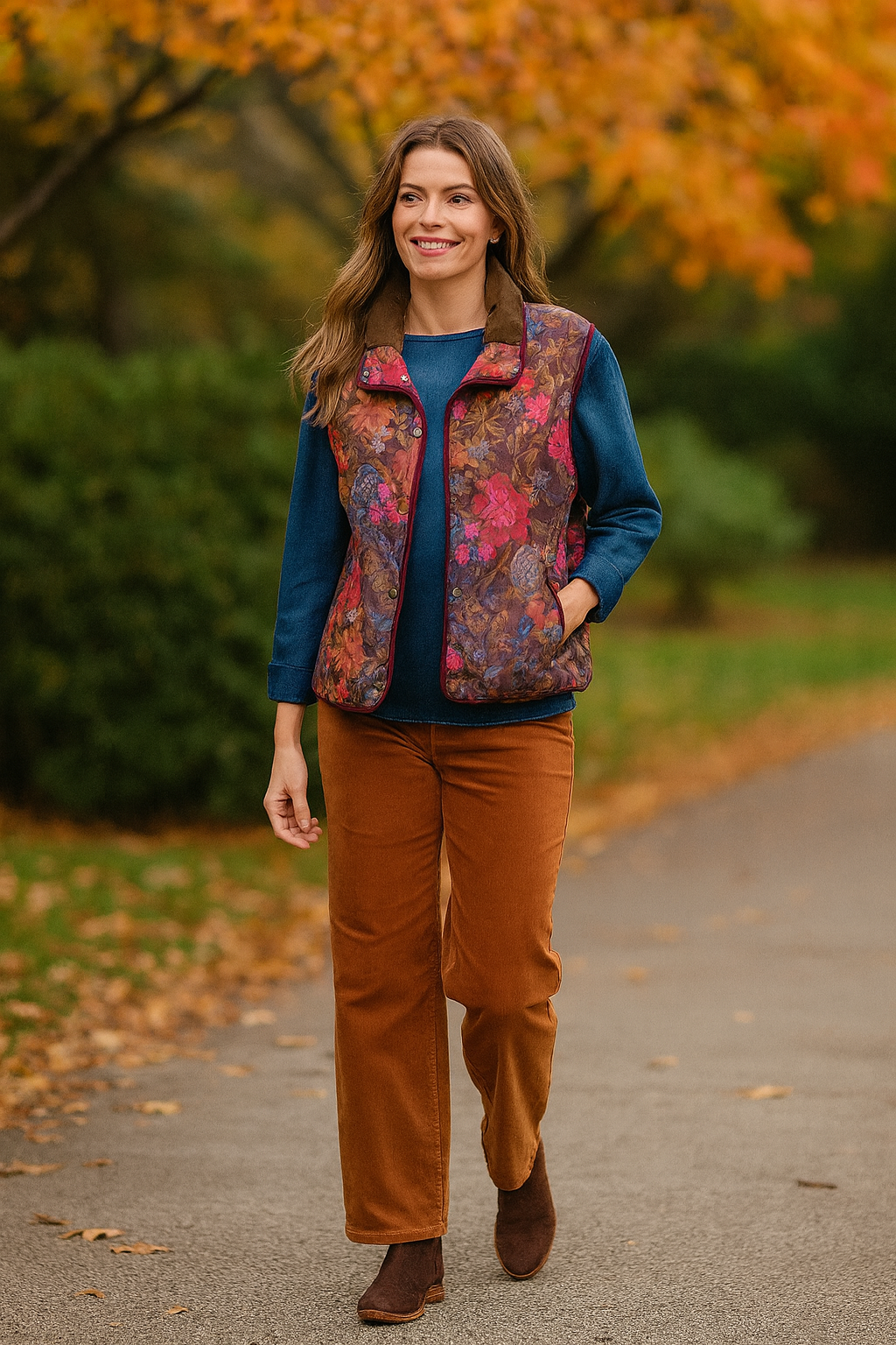 Floral Quilted Vest - Multi
