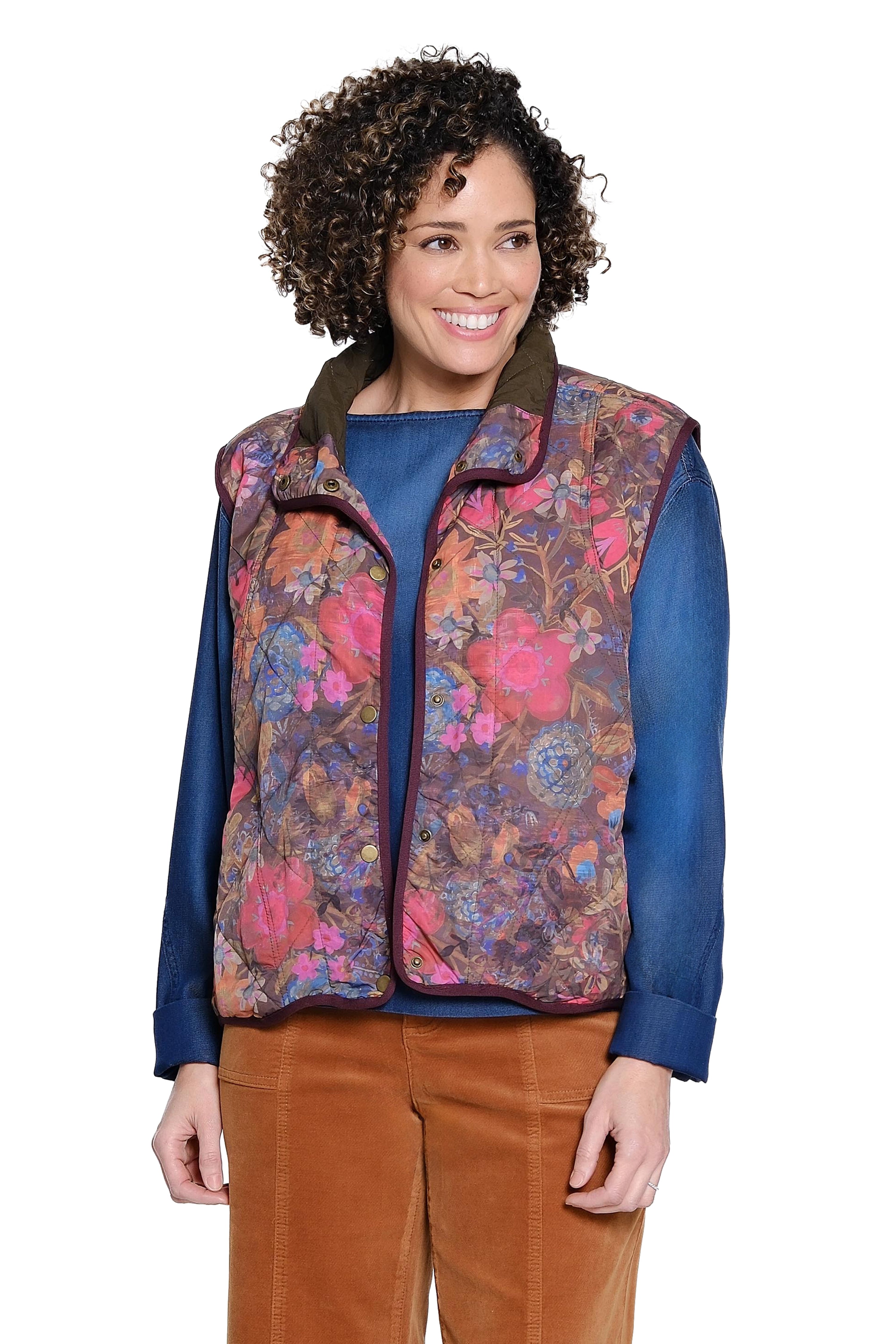 Floral Quilted Vest - Multi