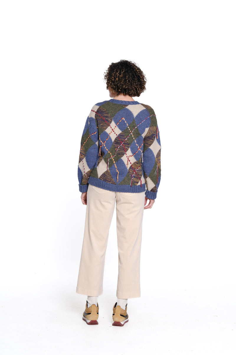 Argyle Knit Cardigan - Multi