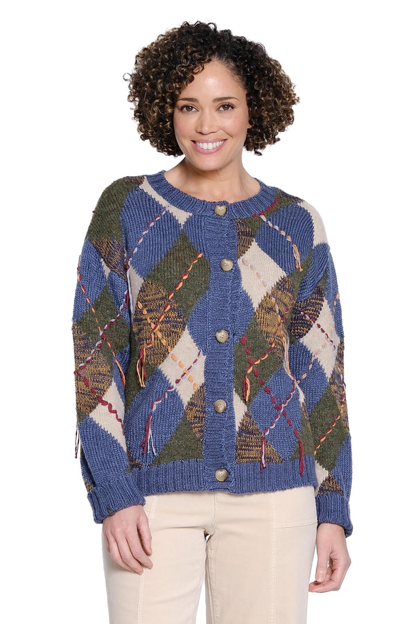 Argyle Knit Cardigan - Multi