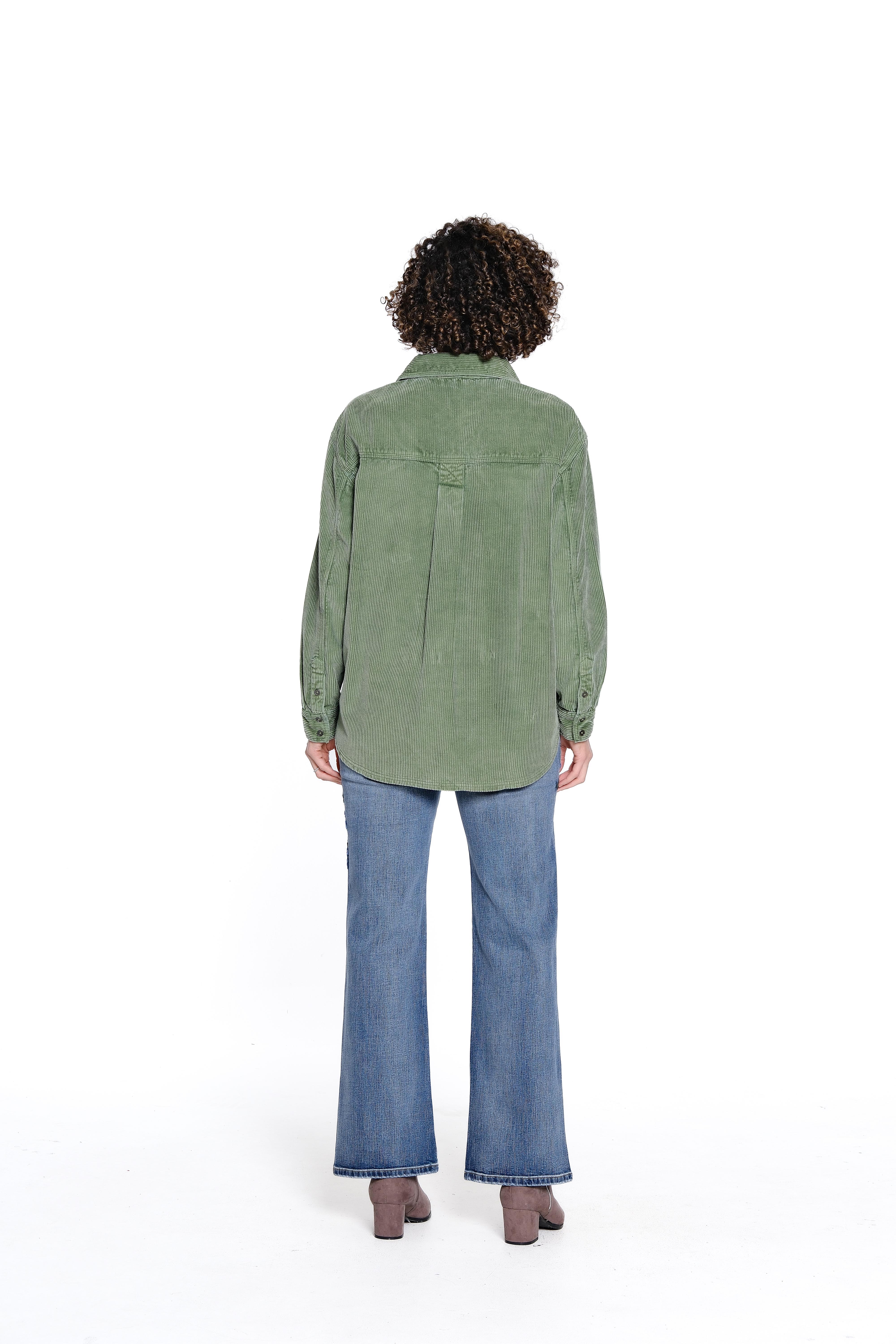 Half Zip Corduroy Shirt - Forest