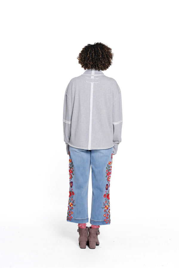 Mock Neck Knit Top - Heather Grey