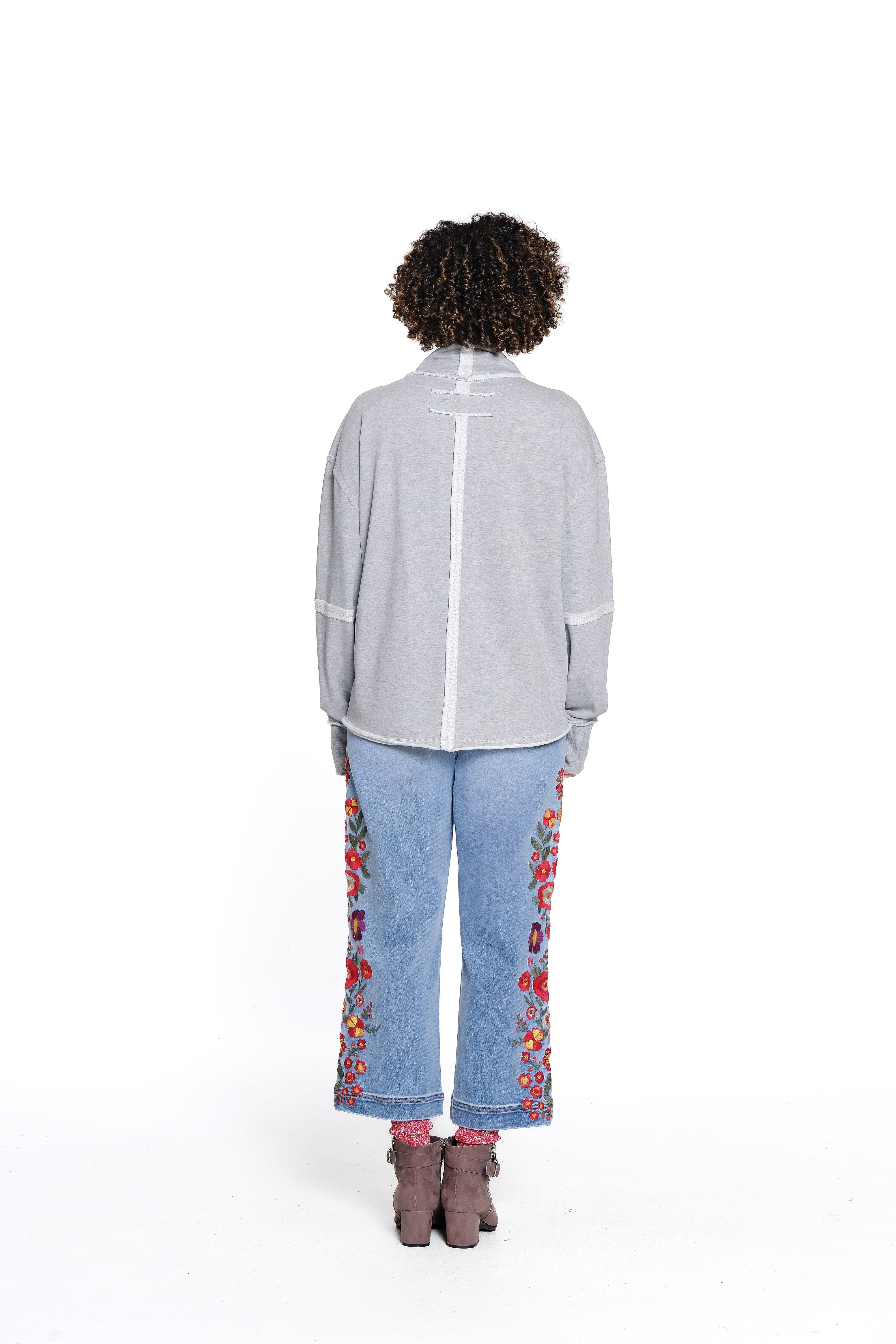 Mock Neck Knit Top - Heather Grey