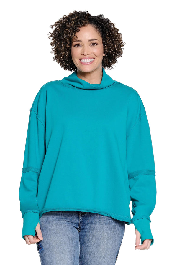 Mock Neck Knit Top - Green