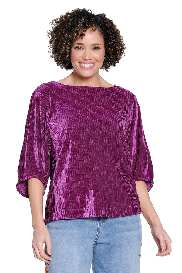 Crinkle Velvet Top - Plum
