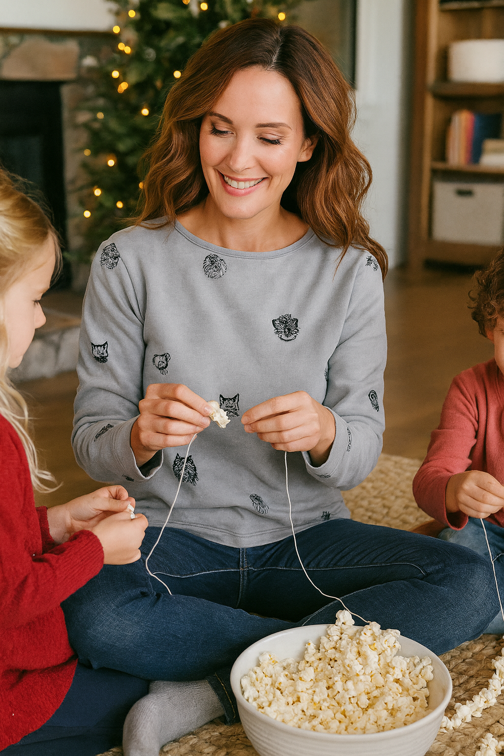 Embroidered Knit Top - Grey