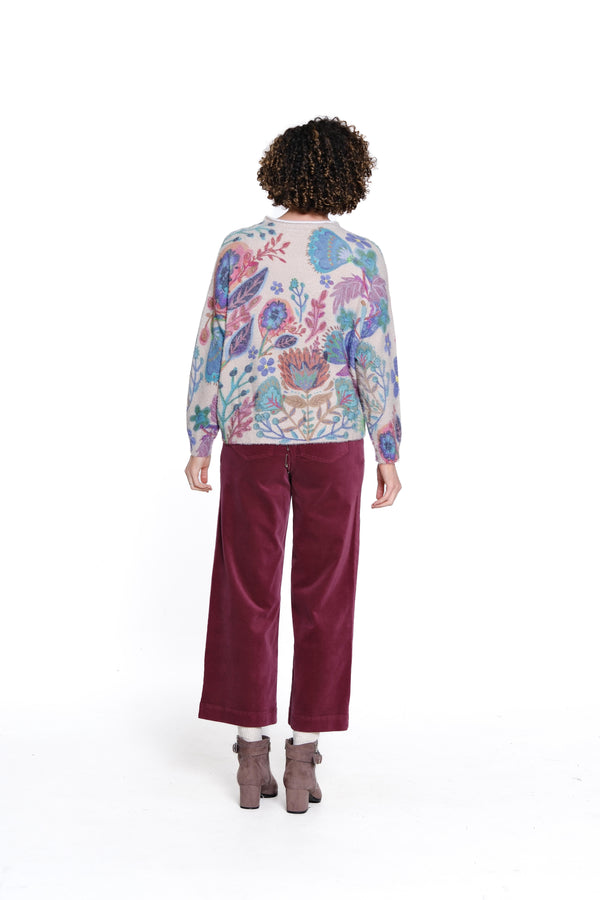 Floral Printed Eyelash Sweater - Multi