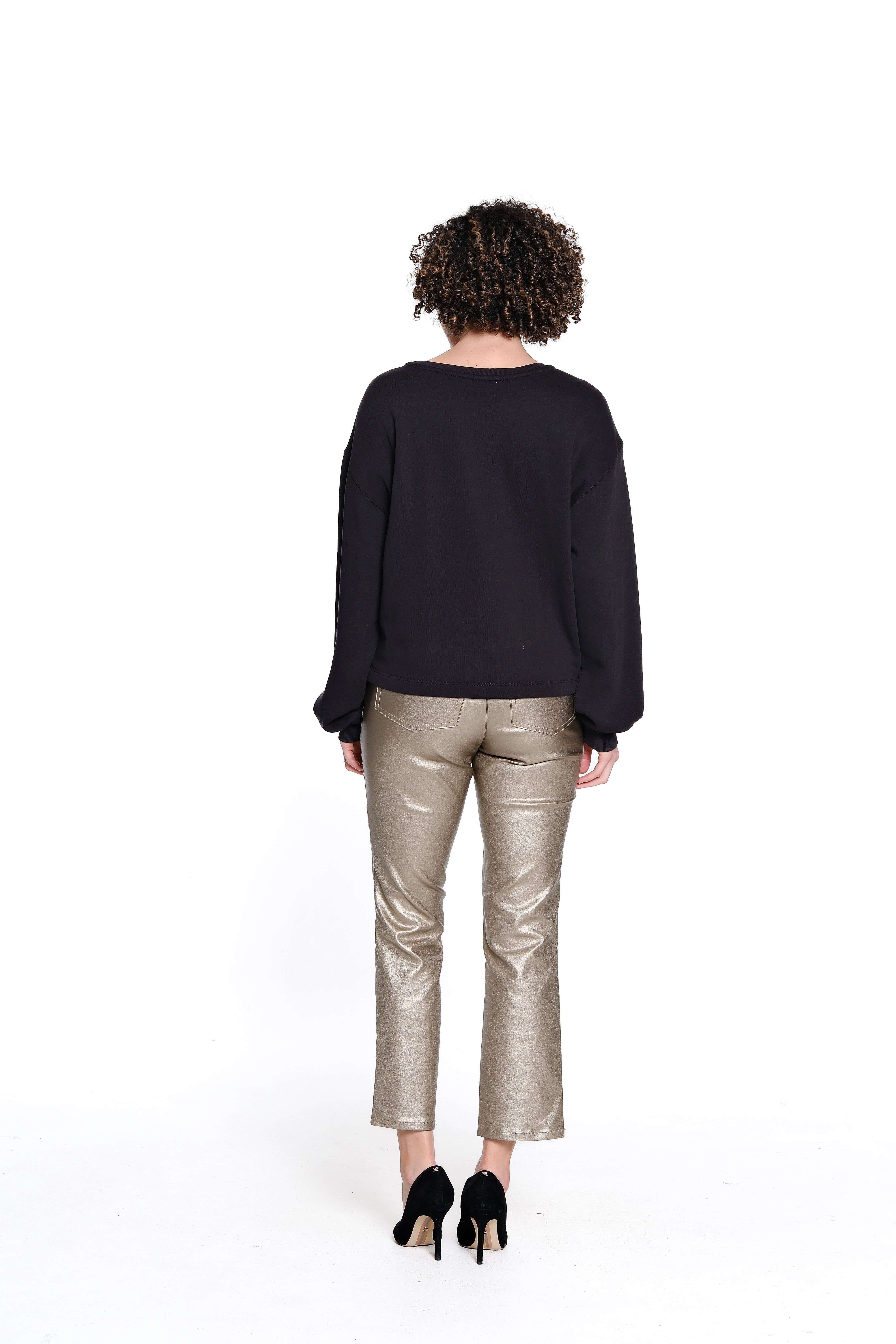 Floral Crew Neck Top - Black