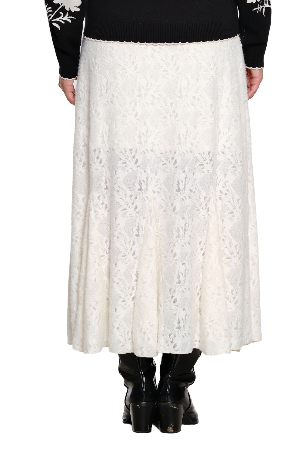 Ivory Lace Skirt with Godets
