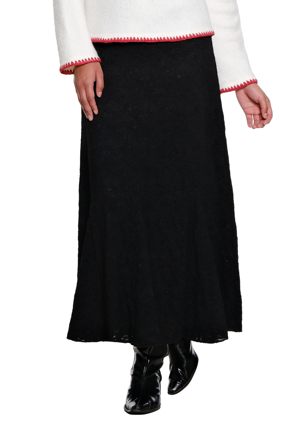 Black Lace Skirt with Godets