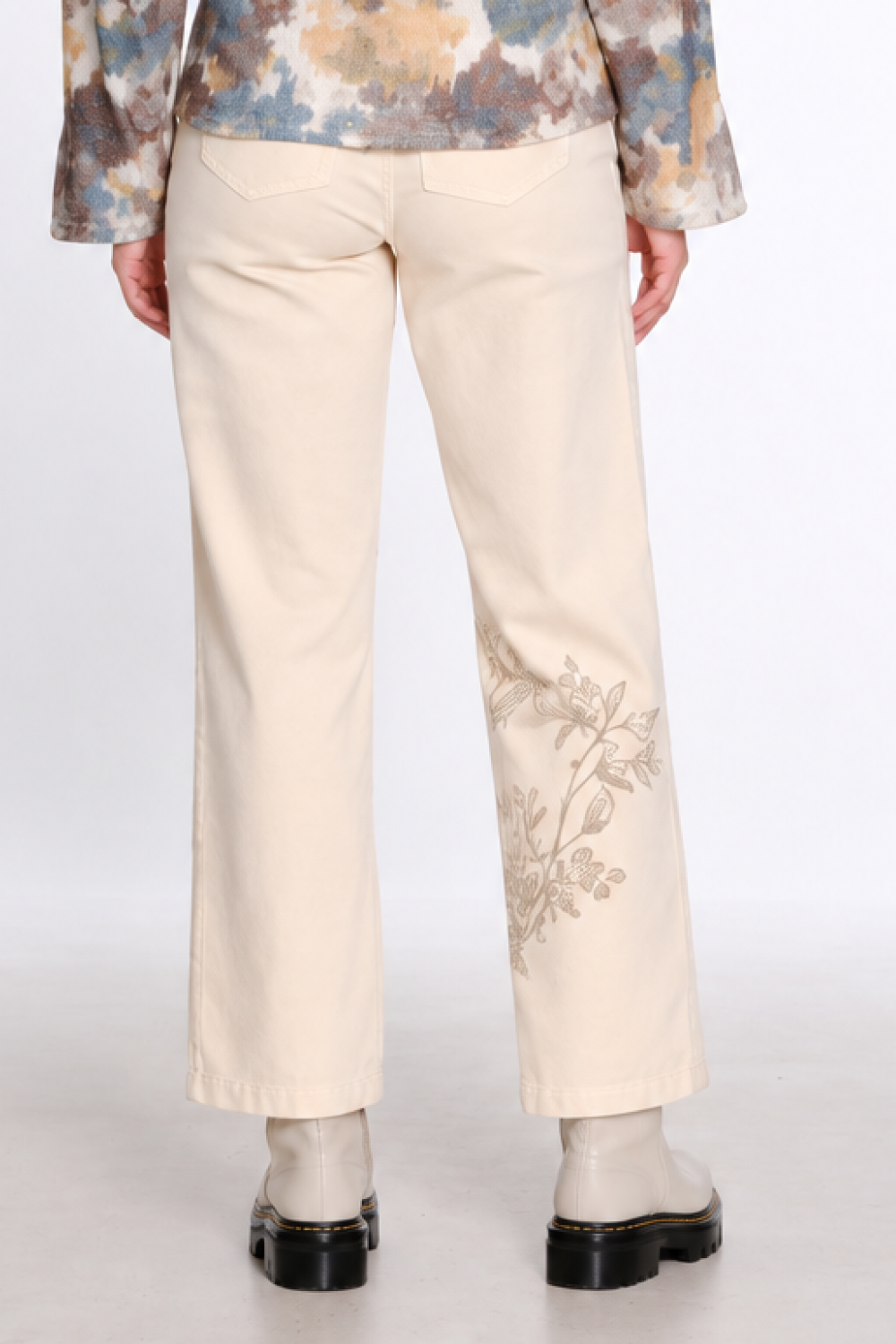 French Almond Placement Print Wide Leg Jean - Missy