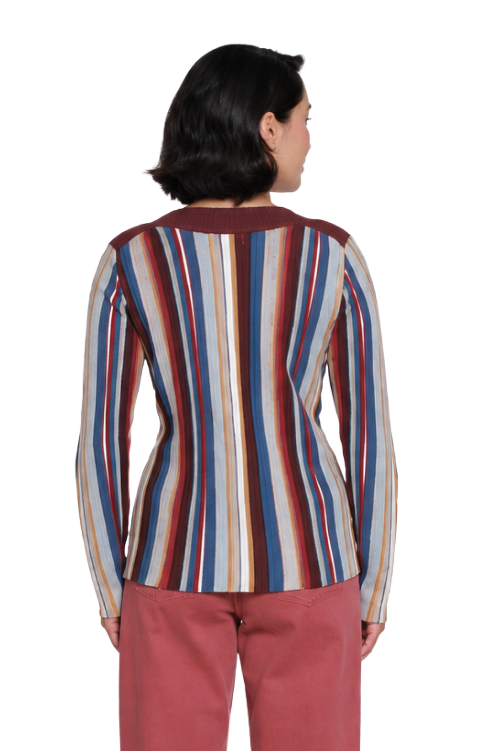 Stripe Multi Vertical Stripe Boatneck Sweater - Missy
