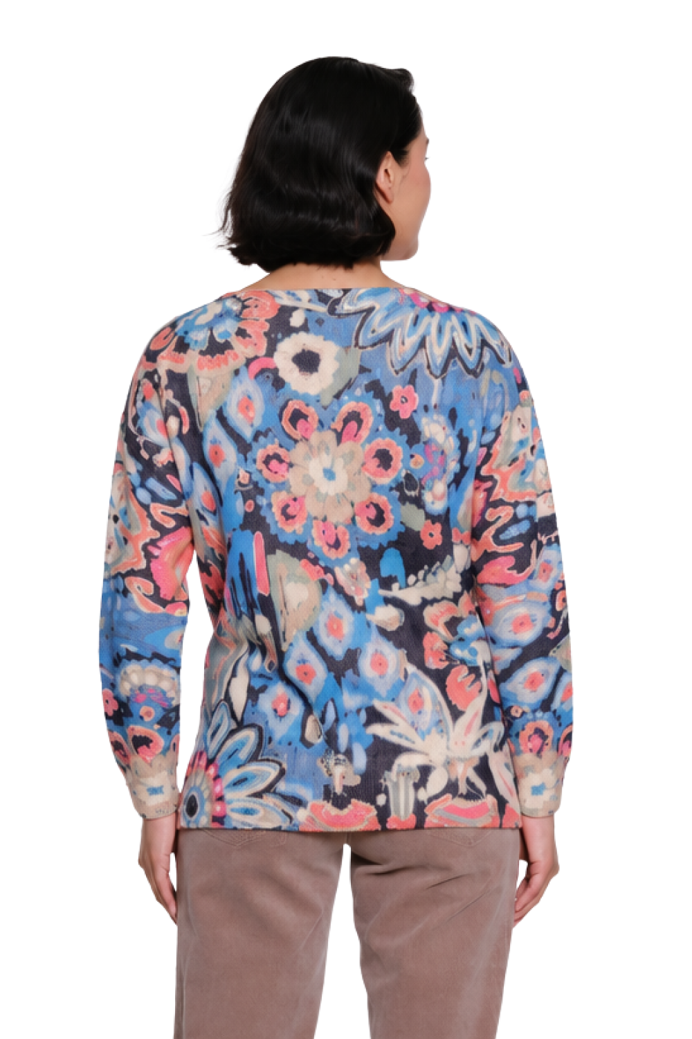 Multi Printed Crew Neck Sweater - Missy