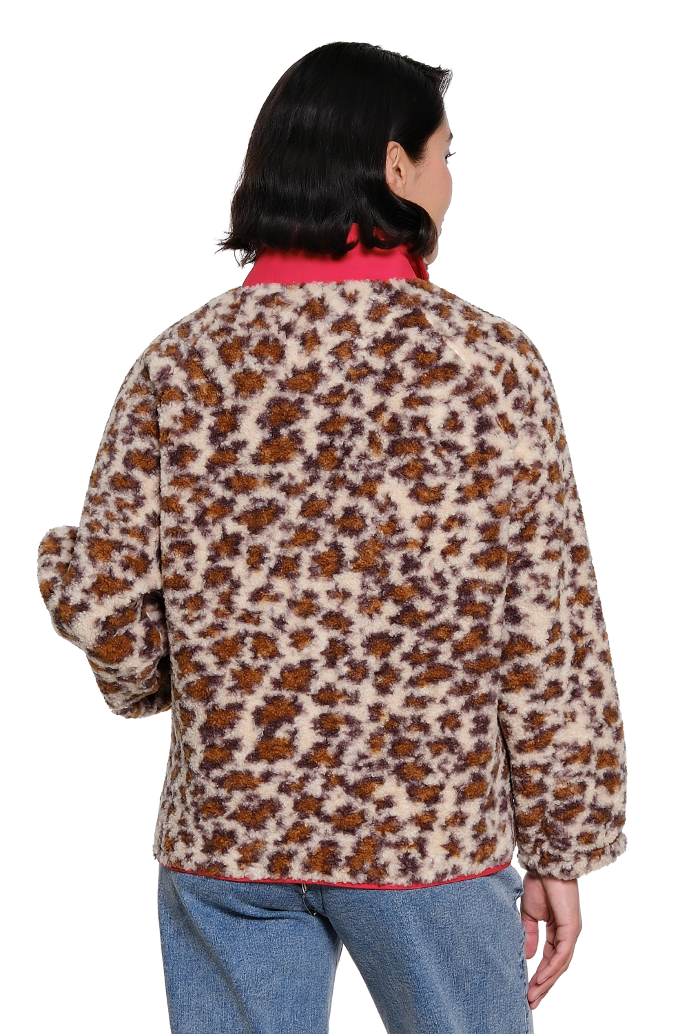 Leopard Snap Front Fleece Pullover