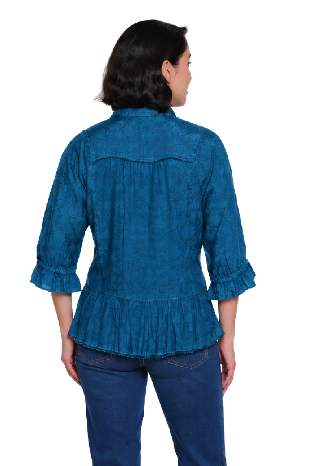 Teal Acid Wash Dolman Sleeve Top - Missy