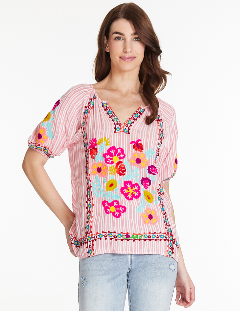Striped Peasant Top - Multi