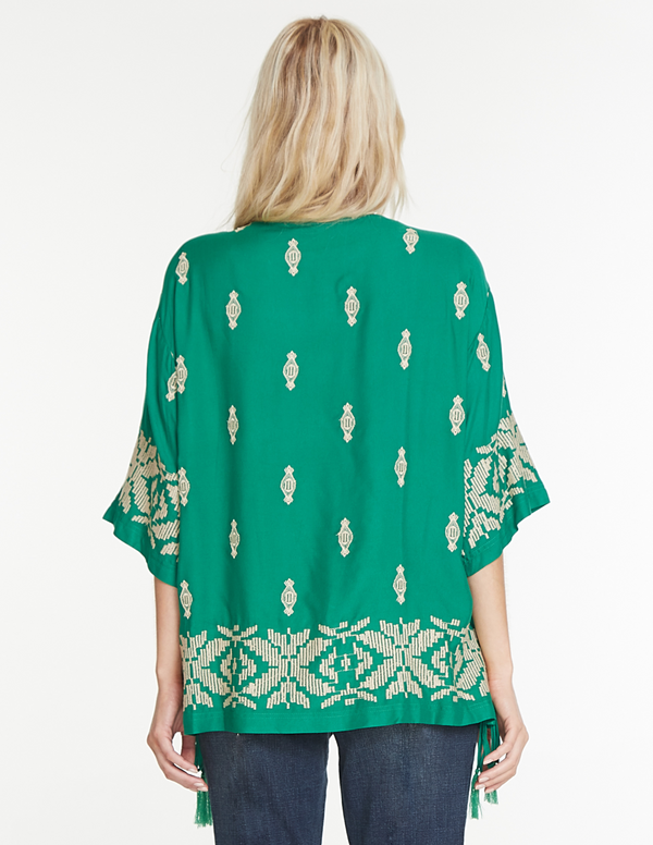 Embroidered Boxy Top - Green