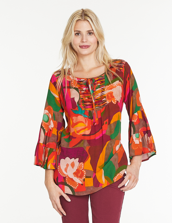 Print Pintuck Top - Multi