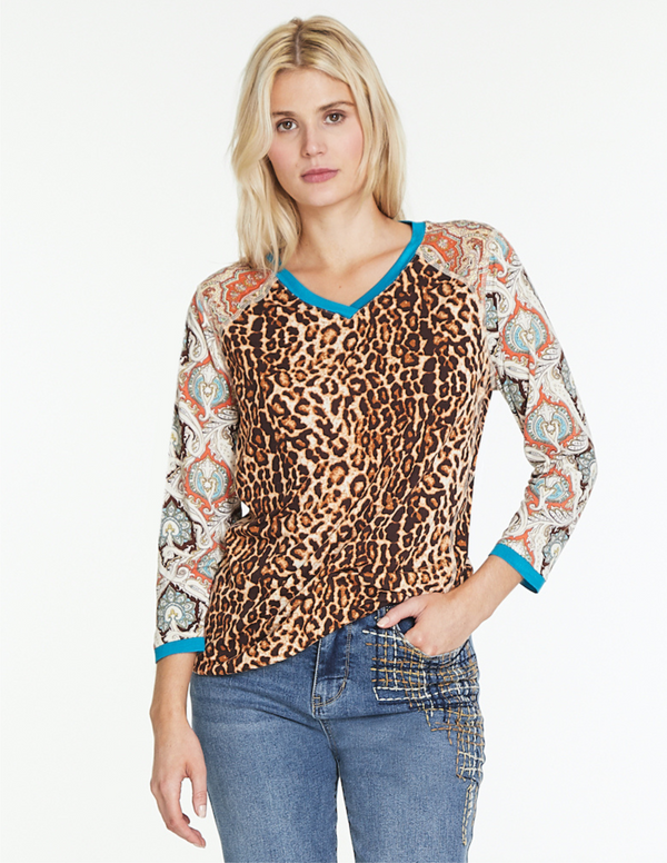 V-Neck Knit Top- Multi