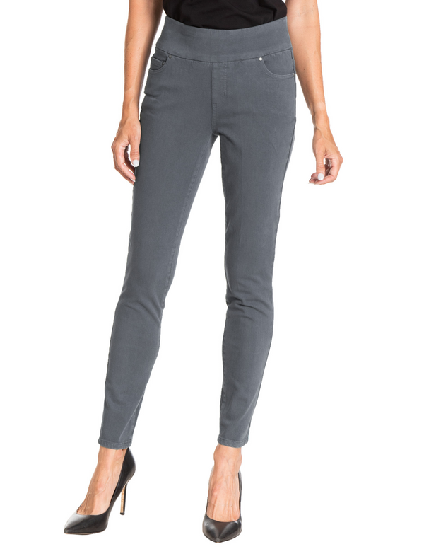 4 WAY STRETCH PULL ON SKINNY ANKLE JEAN - Graphite