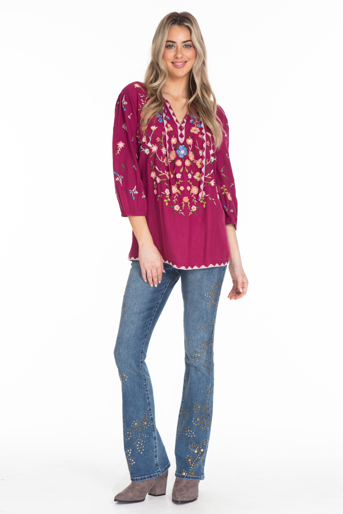 Tie Neck Top - Wine