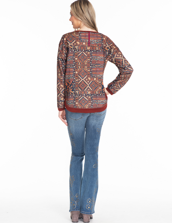 Notch Neck Knit Top - Multi