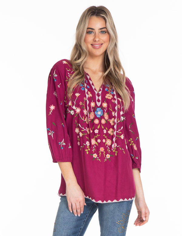 Tie Neck Top - Wine