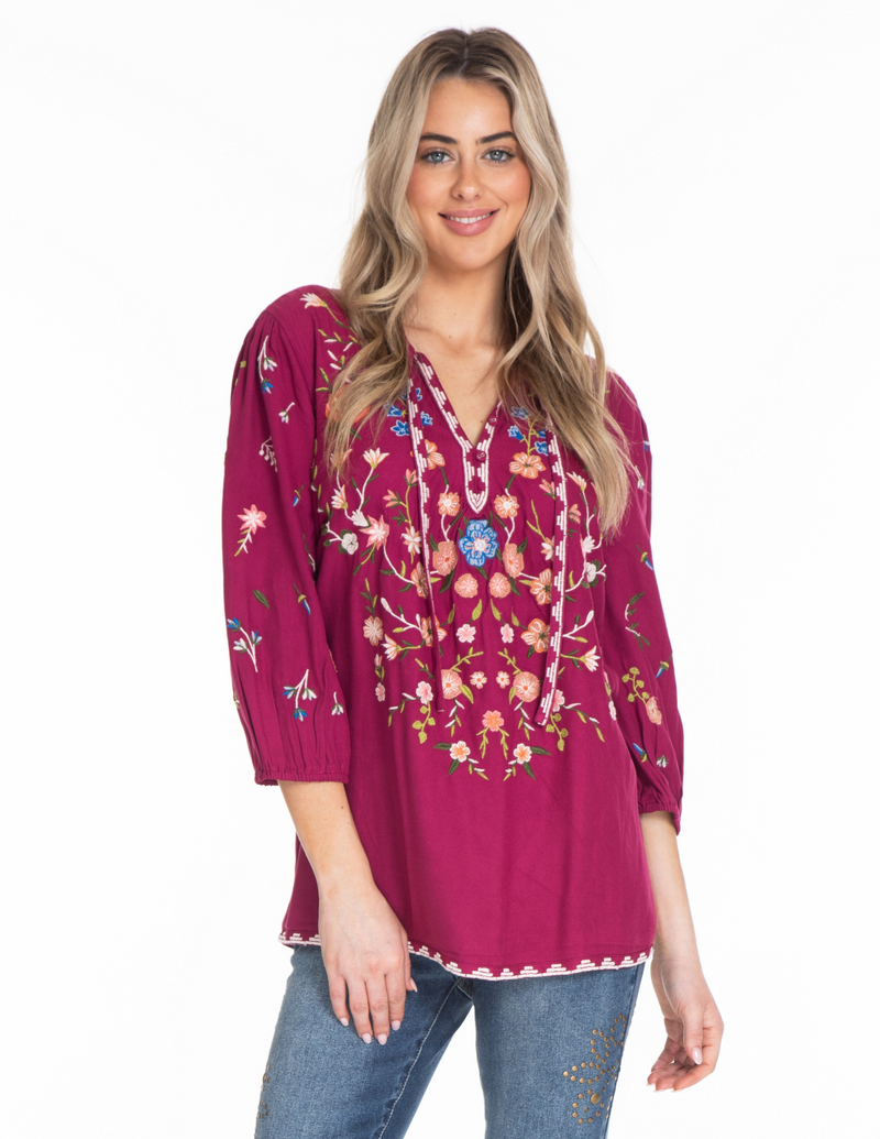 Tie Neck Top - Wine