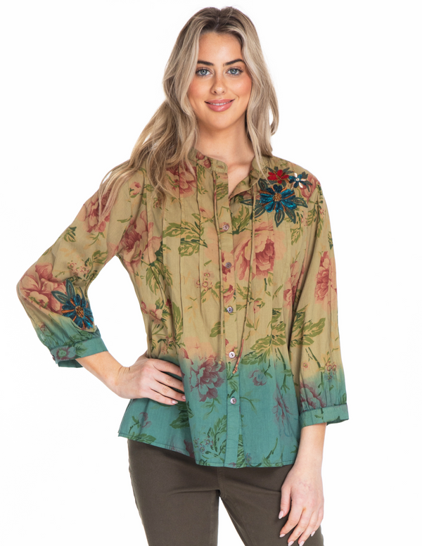 Tie-Dye Embroidered Top - Multi