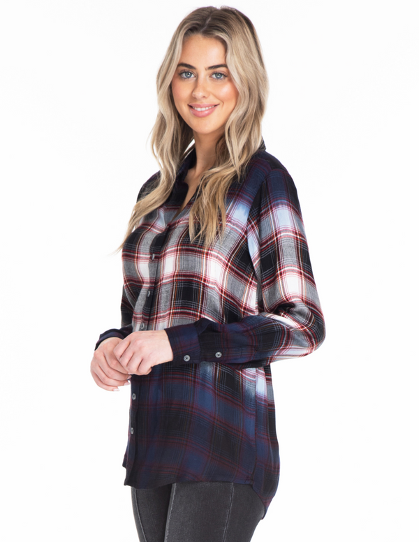 Dip Dye Plaid Shirt - Multi