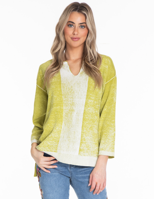 Reverse Print Sweater - Light Olive