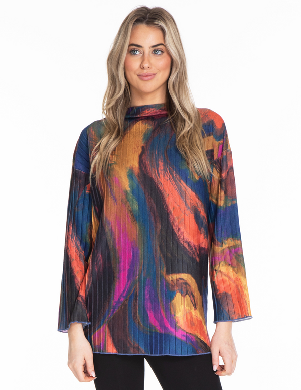 Pleated Print Top - Multi